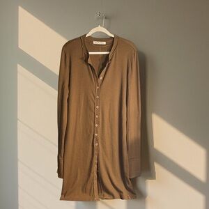 Free People Brown Button Down Shirt